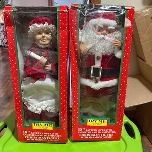 Vintage Christmas Figures Set - 18” Santa and Mrs. Claus